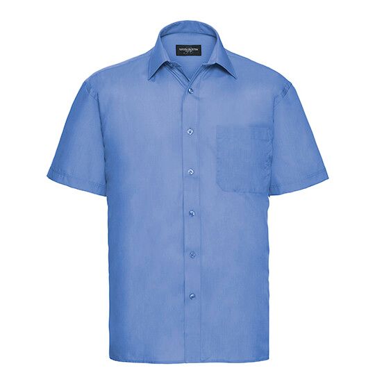 Men's Short Sleeve Classic Polycotton Poplin Shirt - corporate blue-696
