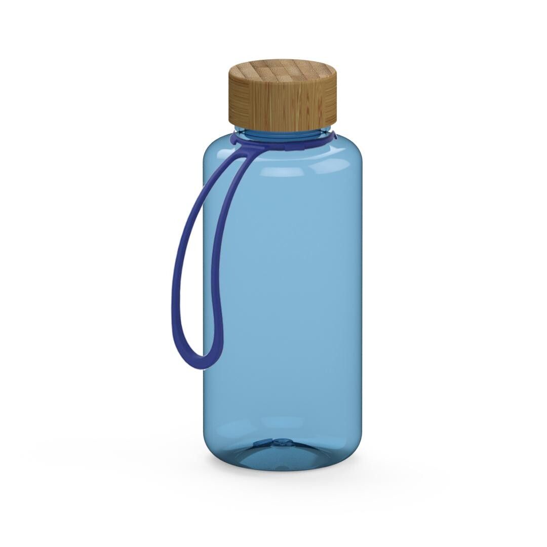 Trinkflasche Natural, 1,0 l, inkl. Strap - transparent-blau - blau-993