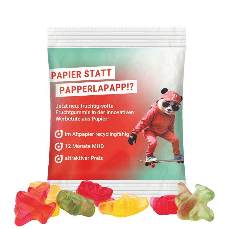 Minitüte 10 g, recyclingfähiges PapierPlus Pro weiß, Trolli Fruchtgummi Flugzeuge-309