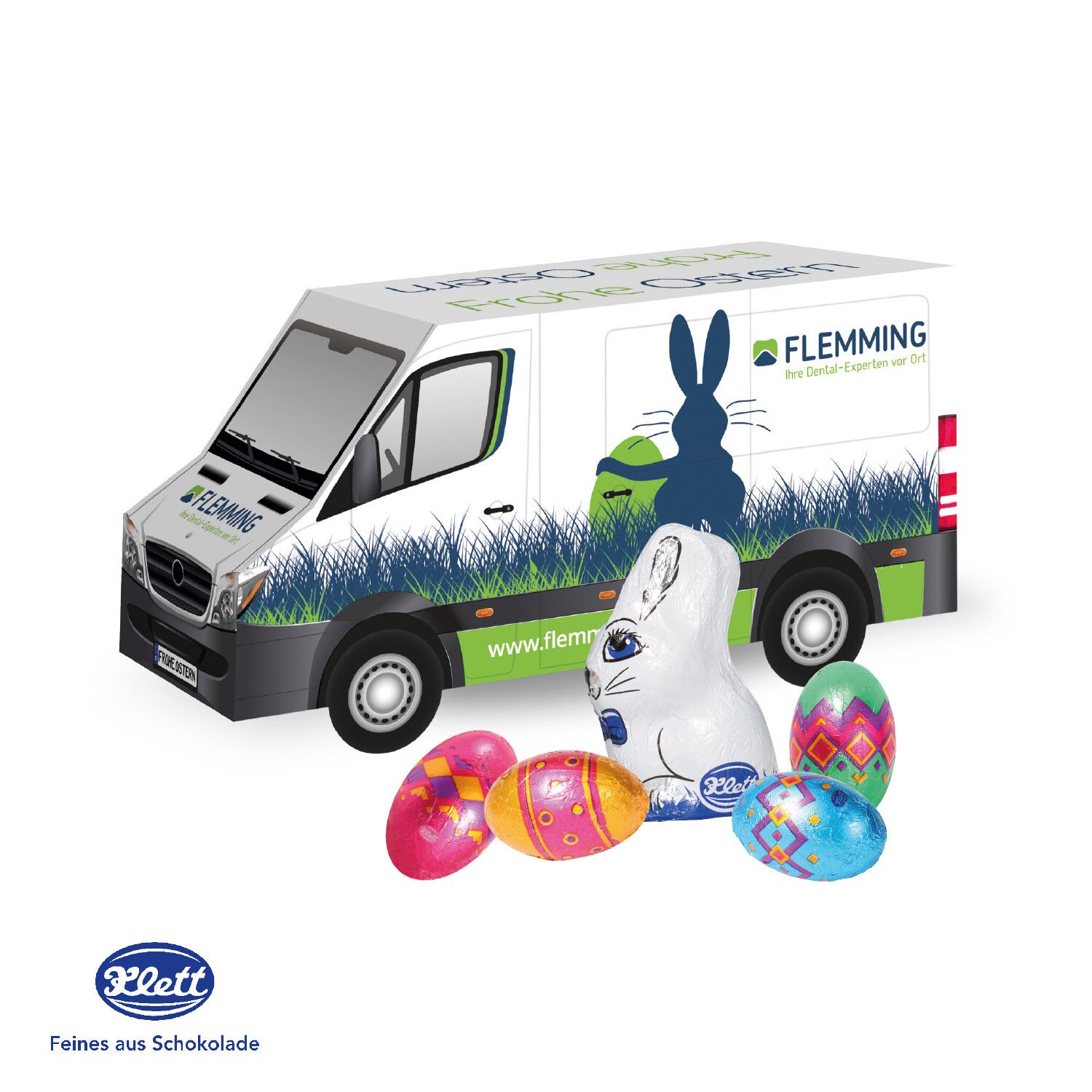 3D Präsent "Transporter" Ostern mit Klett Schokoladenmischung-344