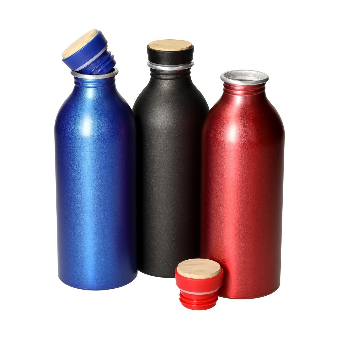Aluminiumflasche Breeze, 650 ml - blau - natur-30