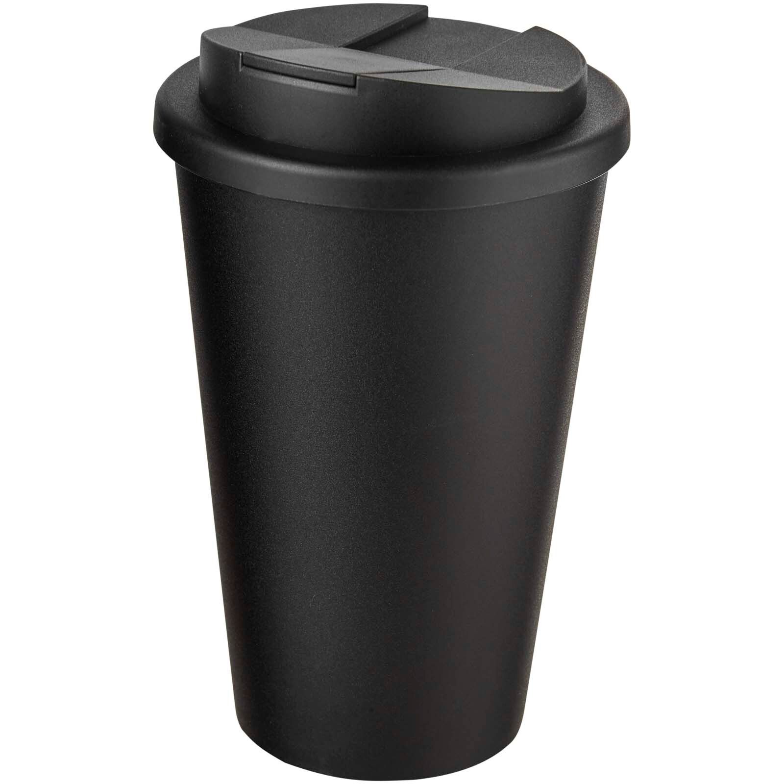 Americano Eco 350 ml recycelter Becher mit auslaufsicherem Deckel - schwarz -  schwarz-386