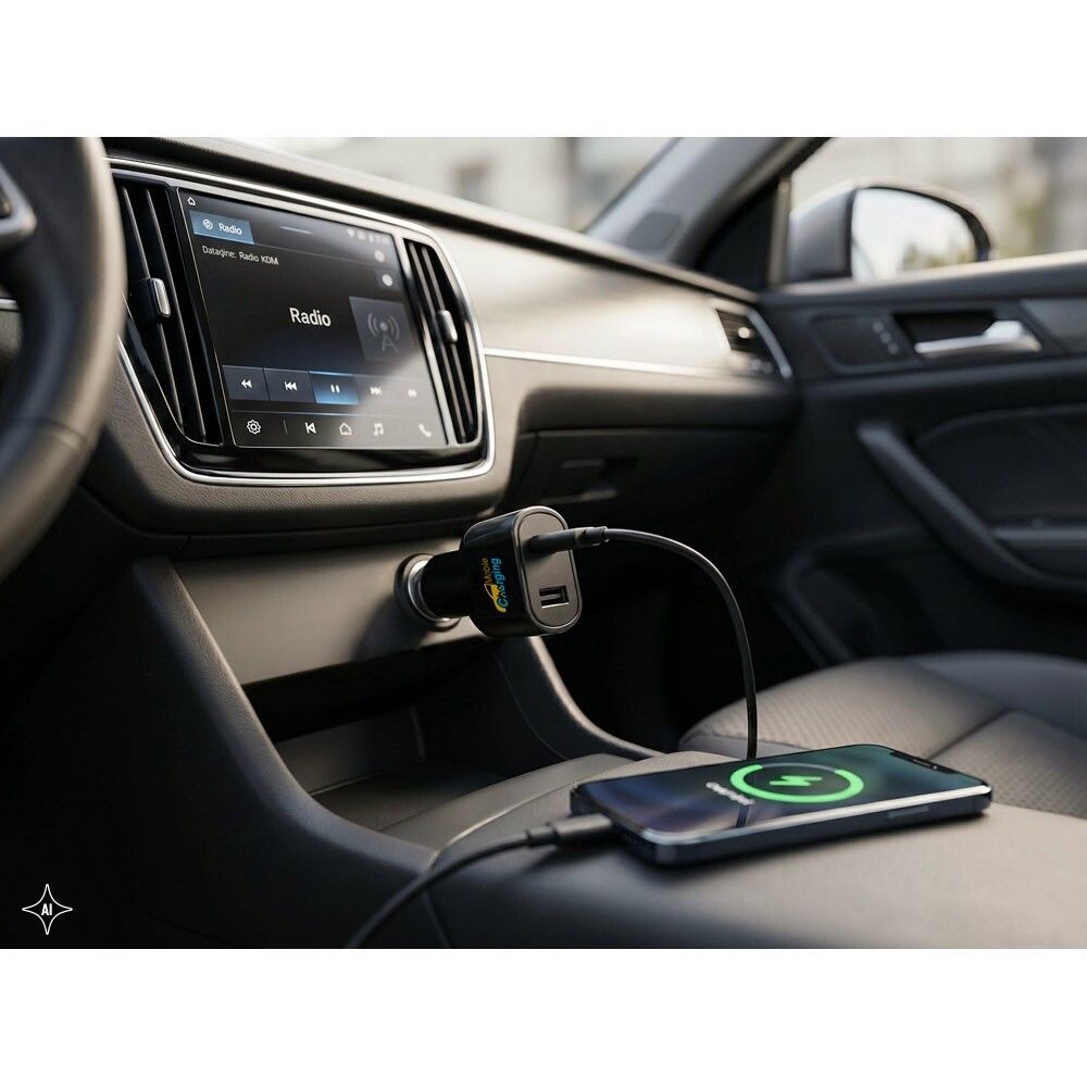 DIRAC USB-A-/USB-C-Kfz-Ladegerät aus recyceltem ABS - schwarz-288