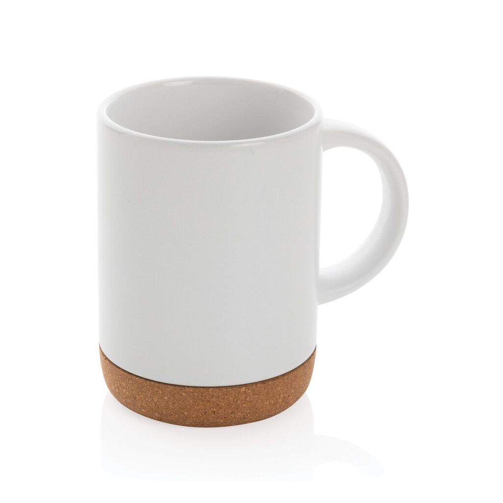 Keramikbecher mit Korkboden, 280ml - weiß-399