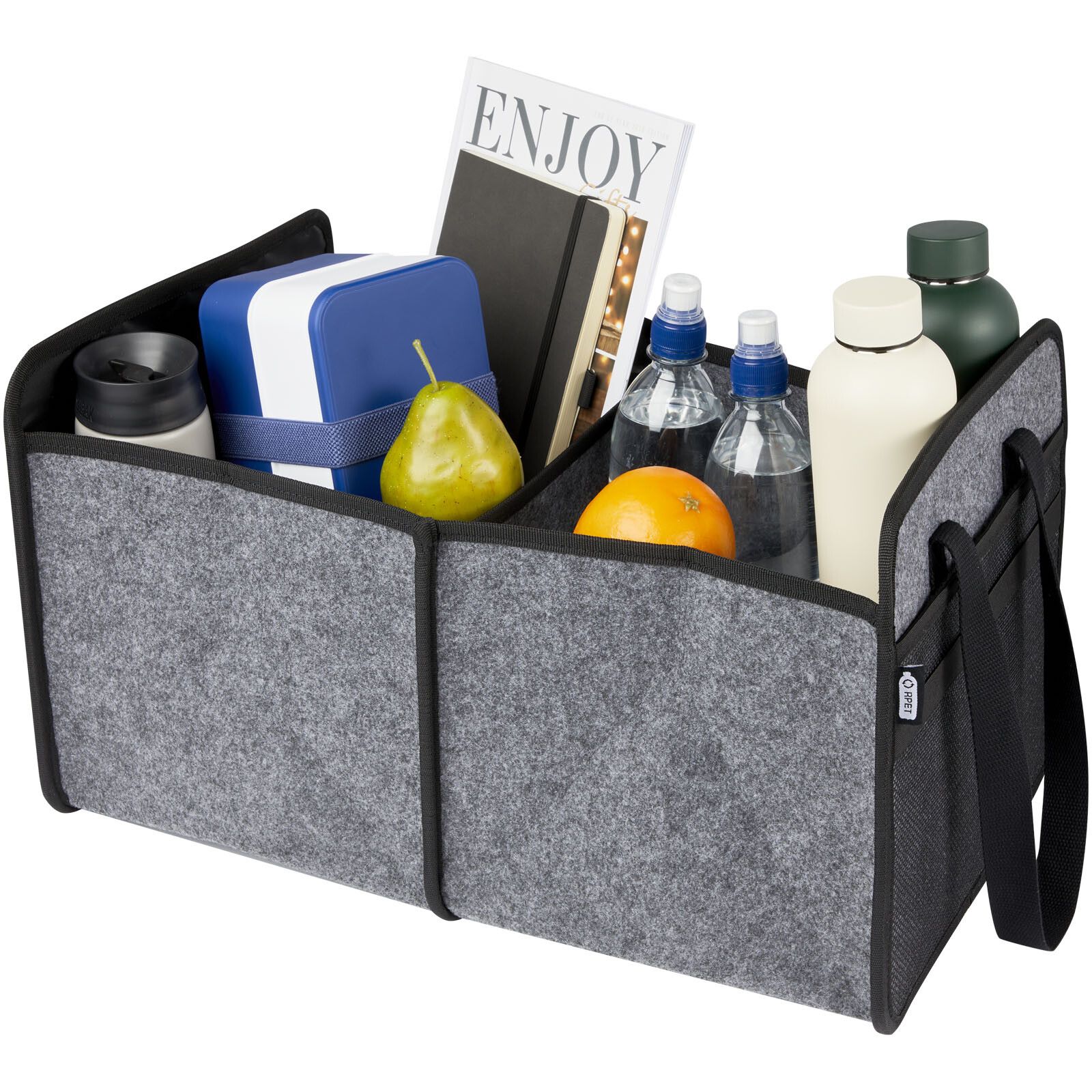 Felta faltbarer Auto-Organizer aus GRS-recyceltem Filz - mittelgrau-725