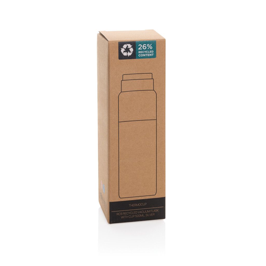 Thermocup RCS recycelte Thermoflasche mit Becher, 500ml - silber-91
