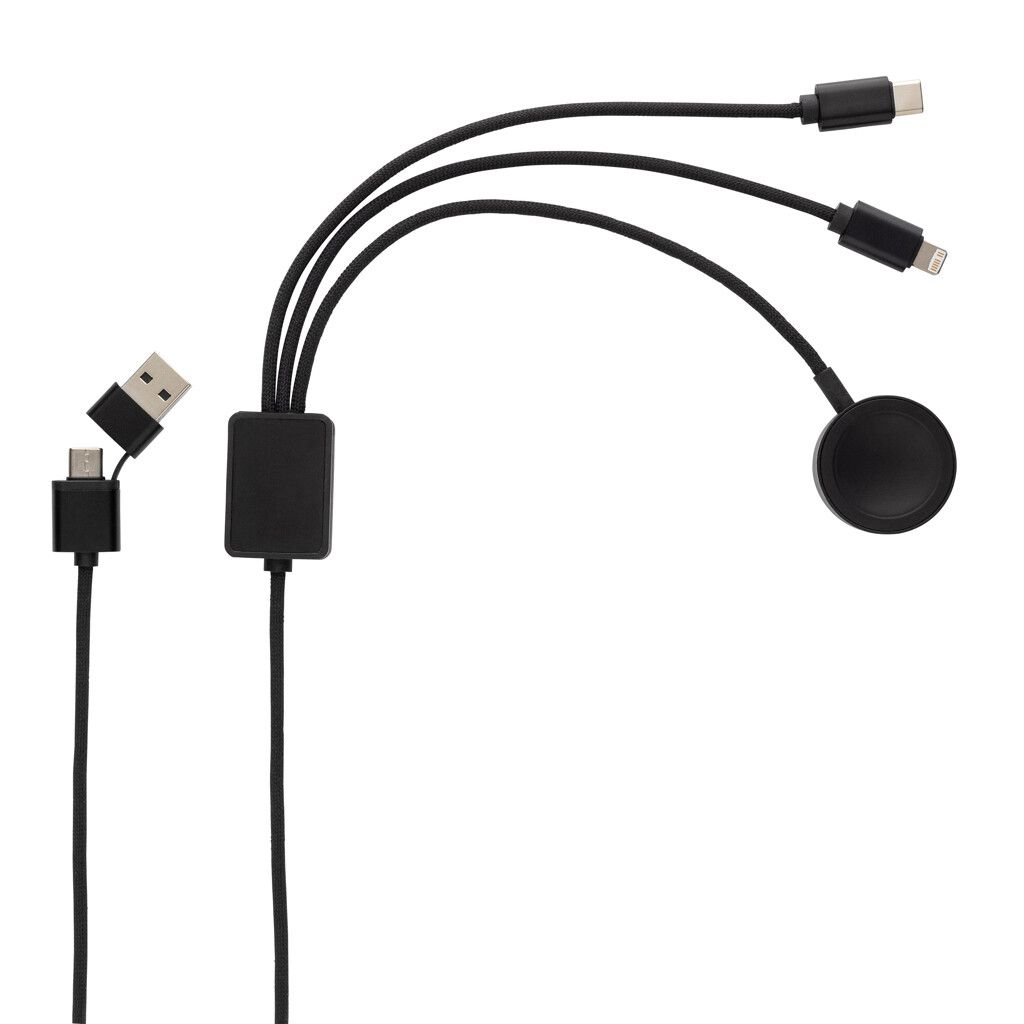 Terra RCS rPET 6-in-1-Ladekabel mit Uhrenladegerät - grau-519