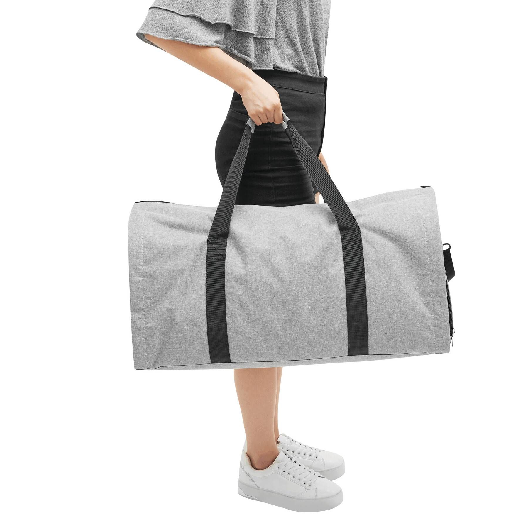 Reisetasche MILANO mit integriertem Kleidersack - grau - schwarz-143