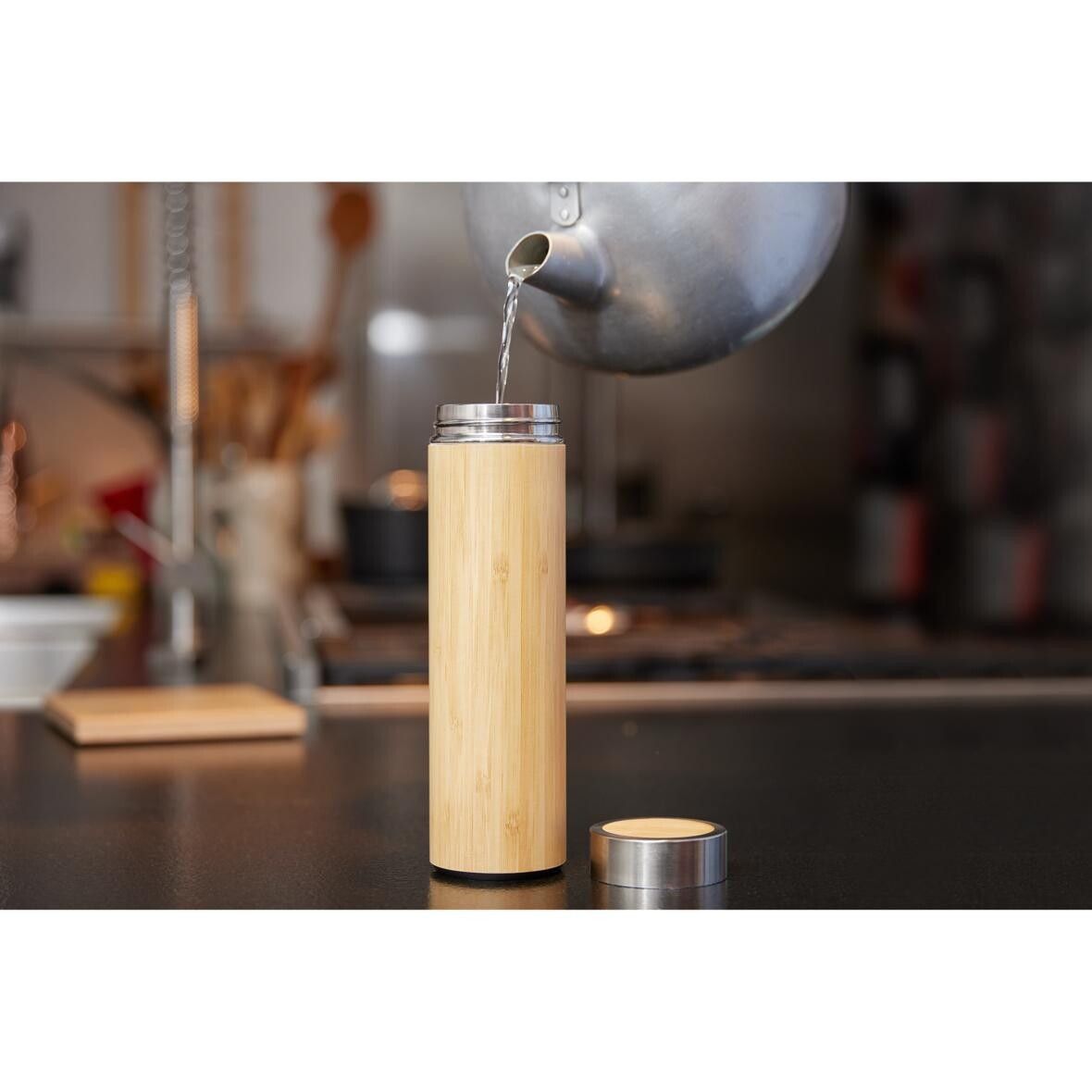 Vakuum Flasche Bambus, large - braun-61