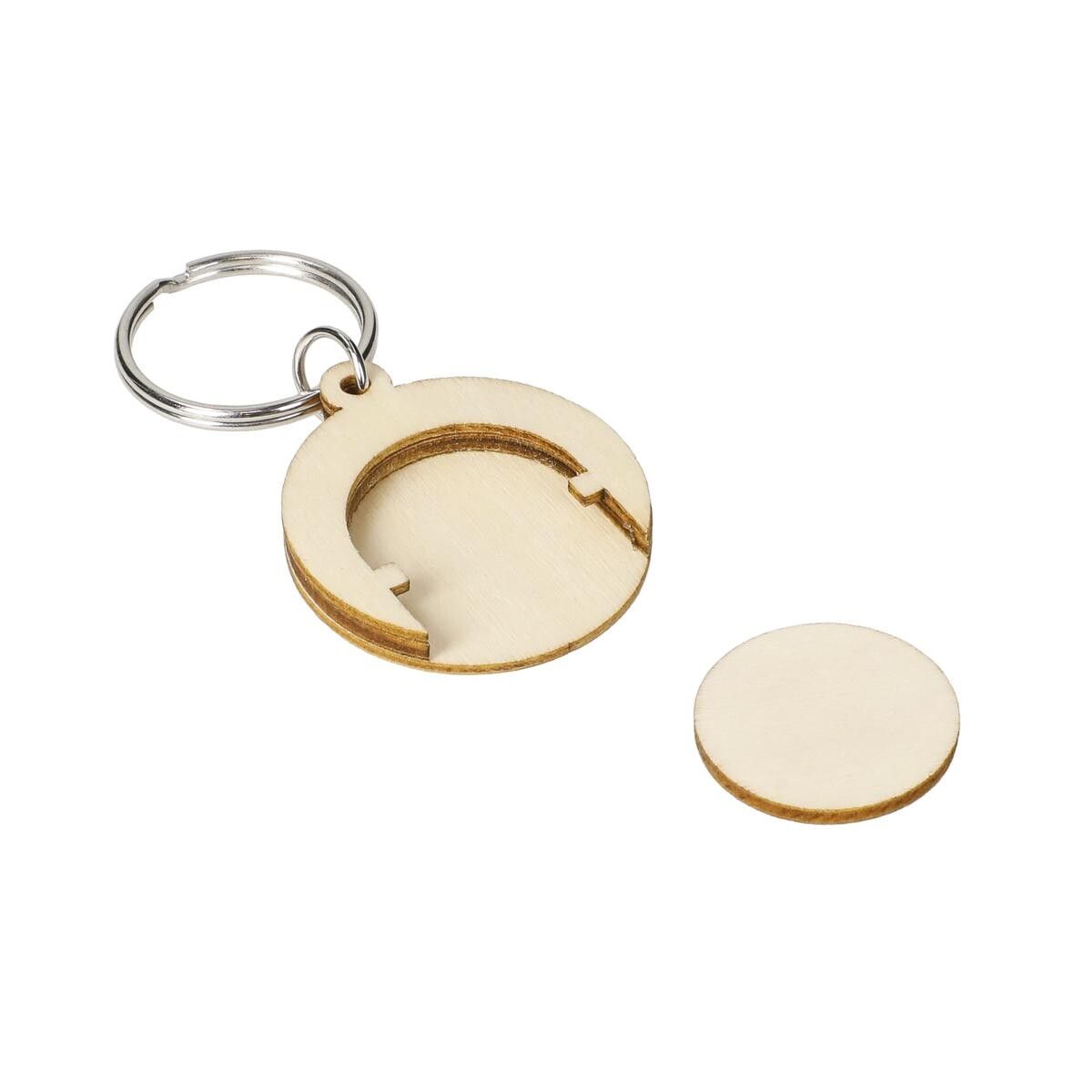 Holzchip-Schlüsselanhänger Round - natur-738