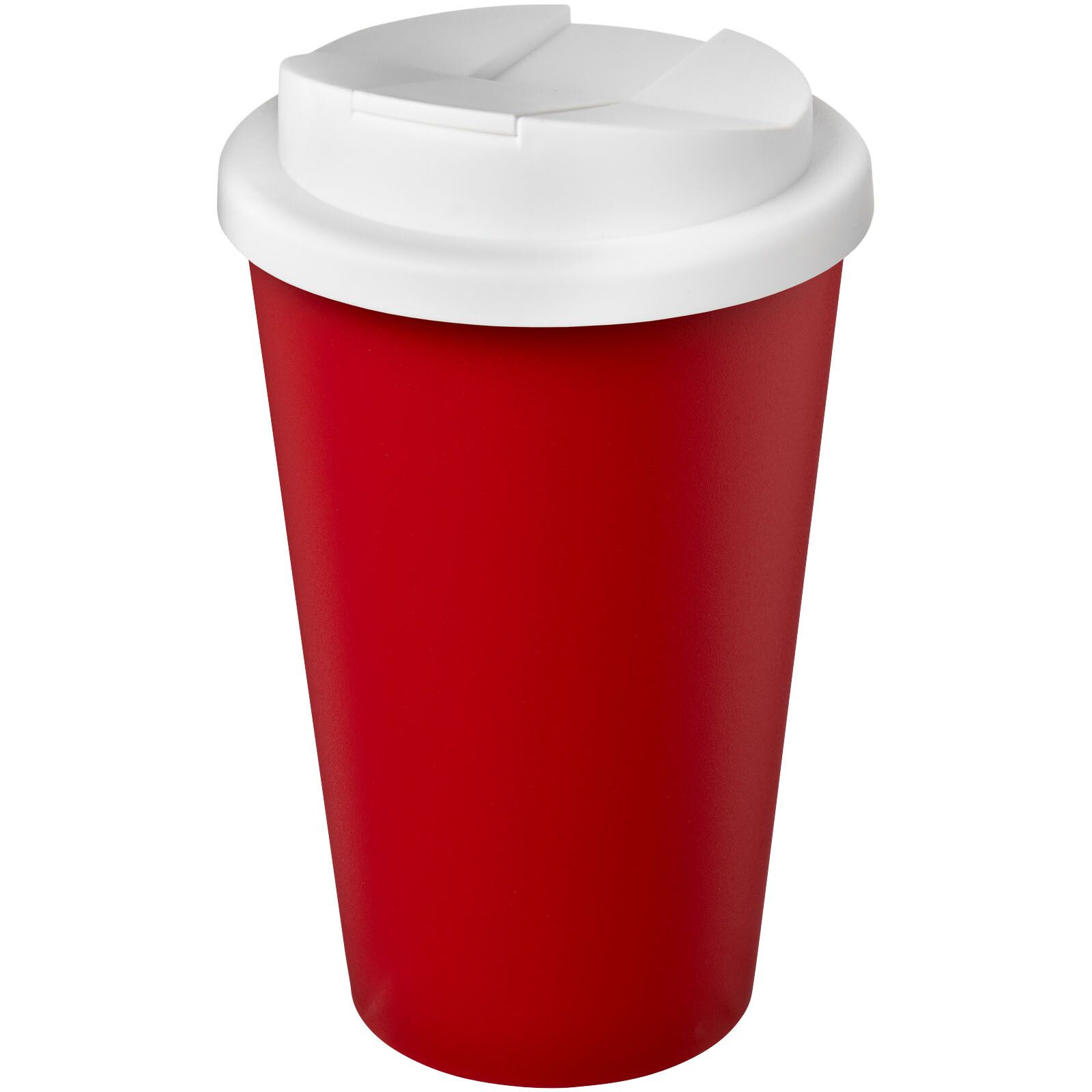 Americano Eco 350 ml recycelter Becher mit auslaufsicherem Deckel - rot -  weiss-924