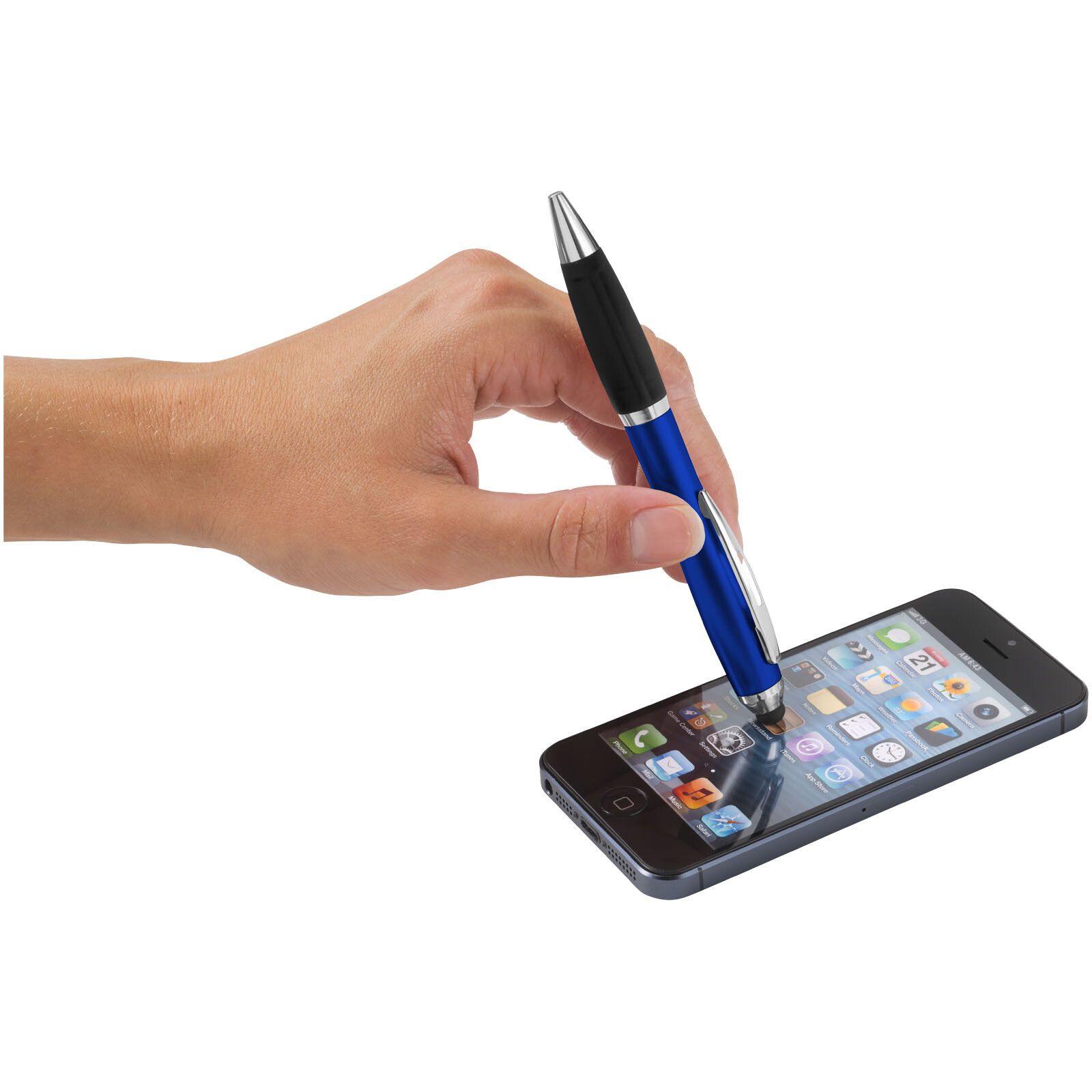 Nash Stylus Kugelschreiber farbig mit schwarzem Griff (blaue Mine) - royalblau -  schwarz-458
