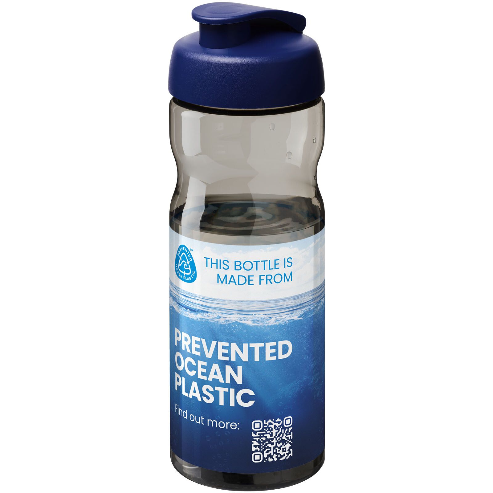 H2O Active Eco Base 650 ml Sportflasche mit Klappdeckel - kohle -  blau-401