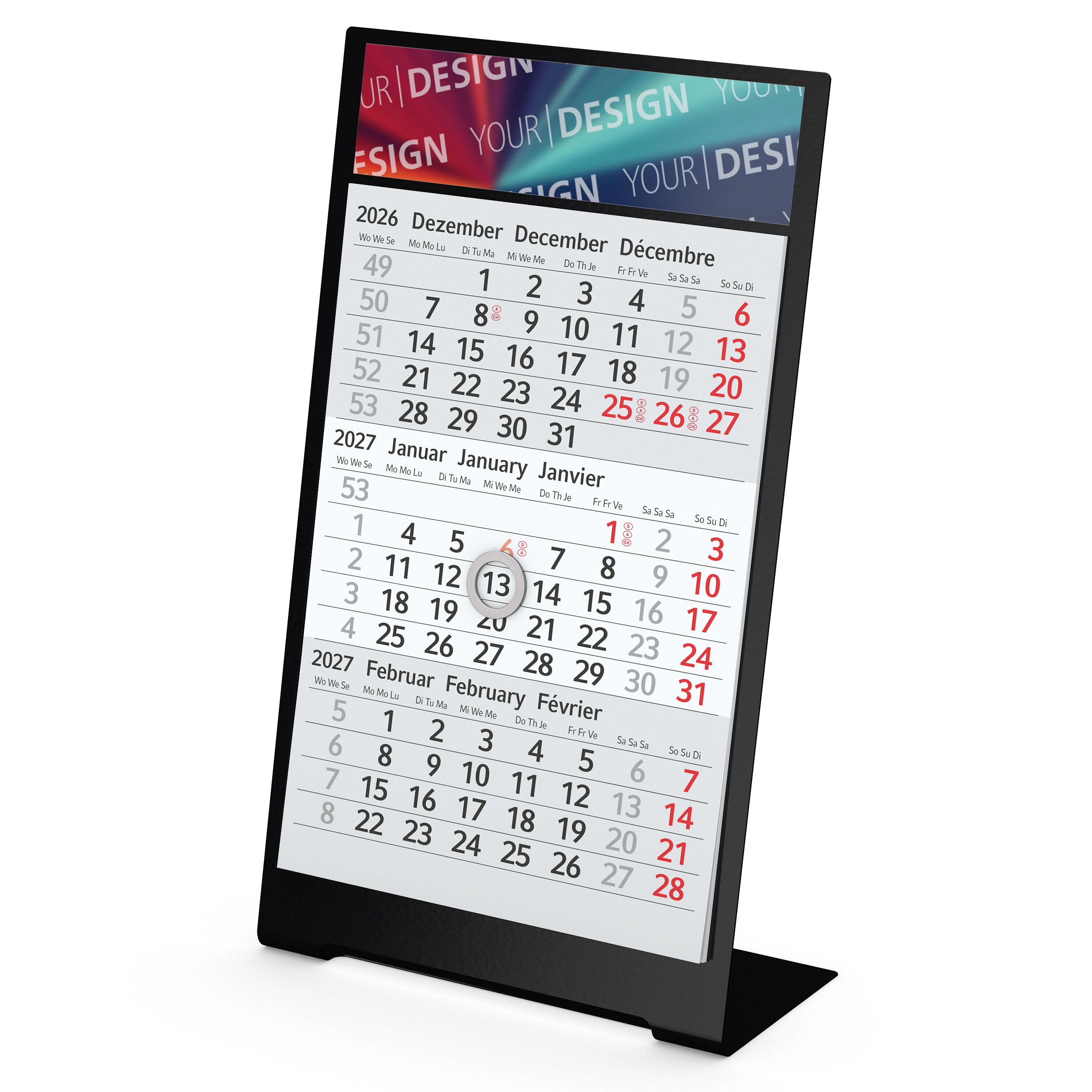 Tischkalender Desktop 3 Color, 1 Jahr, schwarz-41