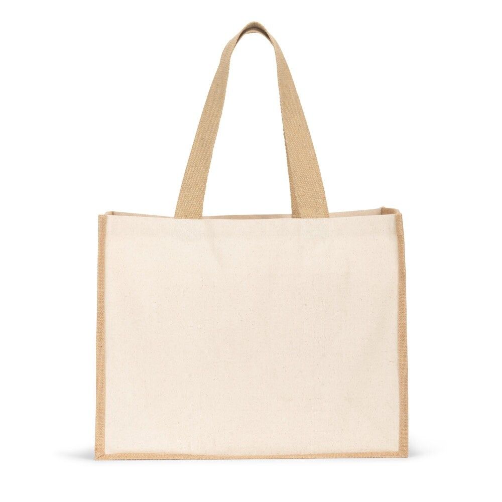 HELSINQUE Tasche aus Canvas (320 g/m²), mit Boden und Seiten aus laminierter Jute (350 g/m²) in Naturtönen - natur-420