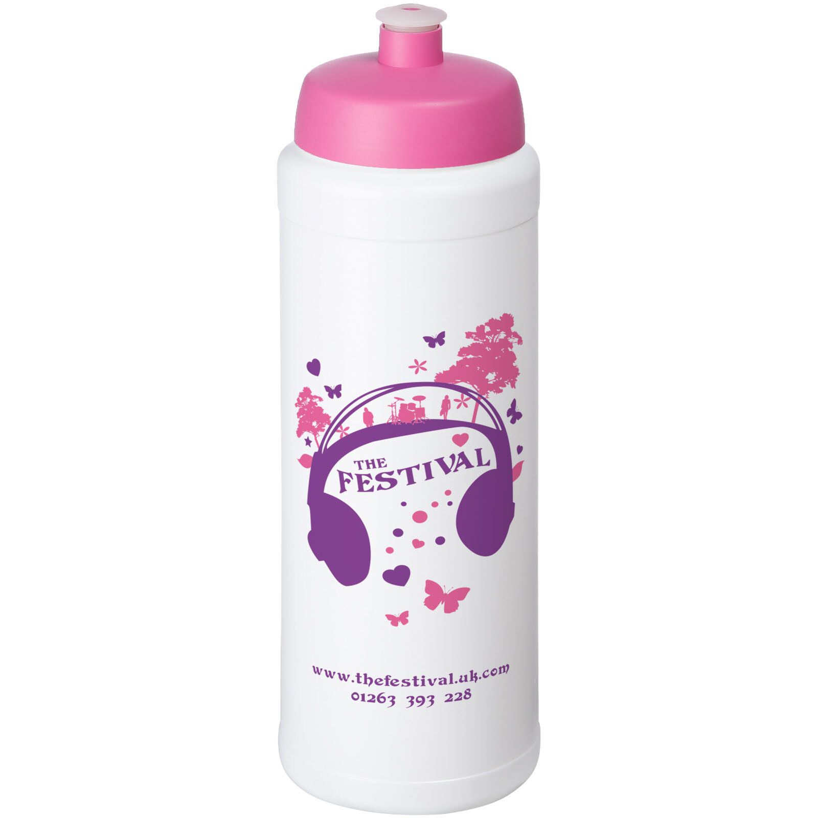 Baseline Plus grip 750 ml Sportflasche mit Sportdeckel - weiss -  rosa-385