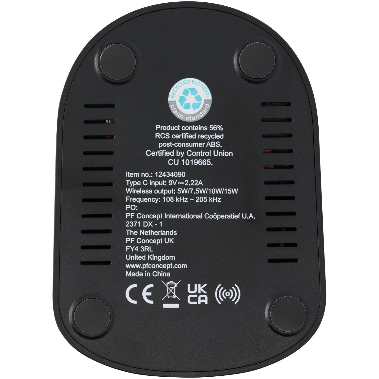 Loop kabellose Ladestation mit 15W Doppelspule aus recyceltem RCS Kunststoff - schwarz-850