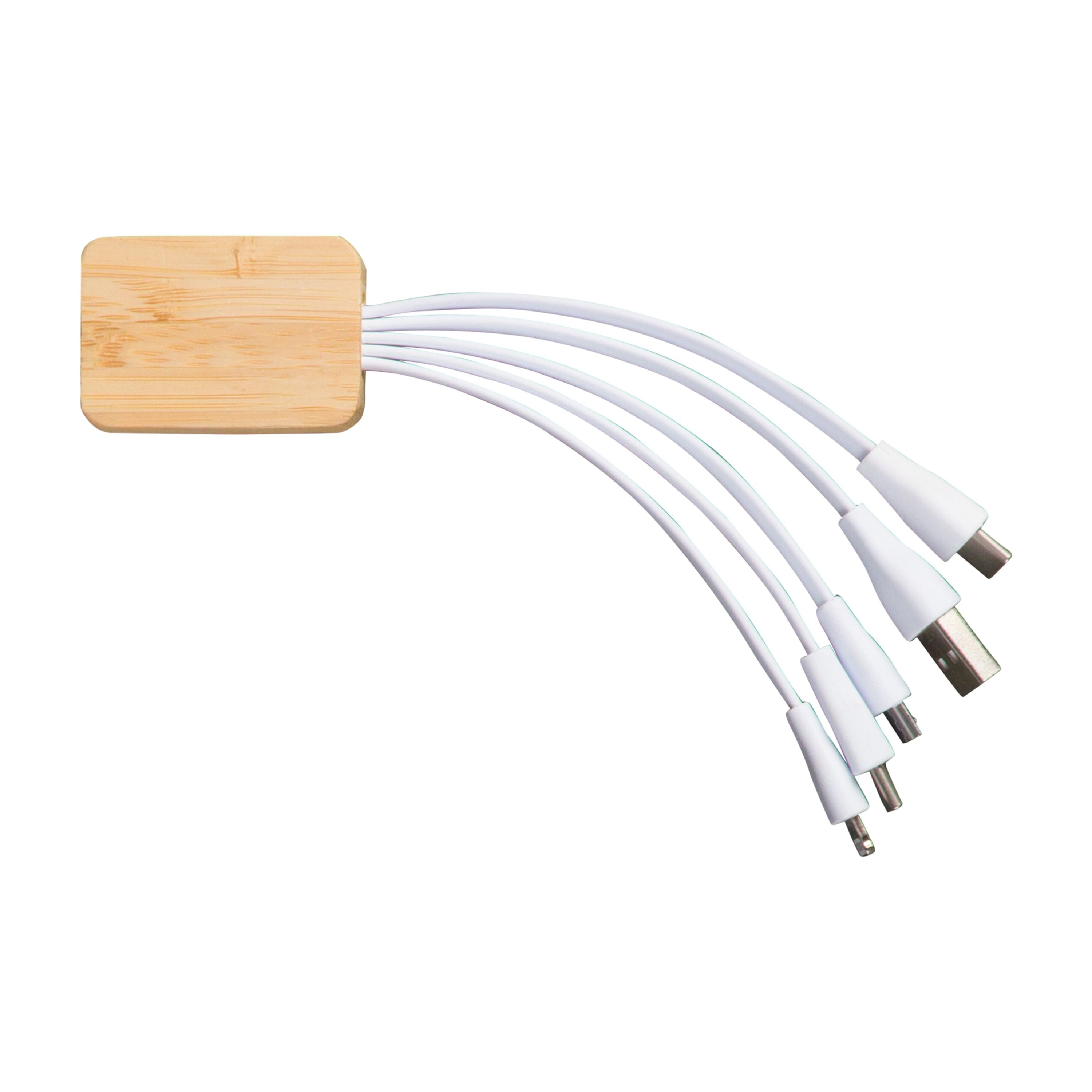 Ladekabel Bambus mit R-PET-Ummantelung - weiss-548