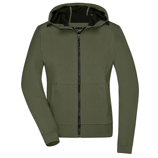 Ladies´ Hooded Softshell Jacket - olive - camouflage-102