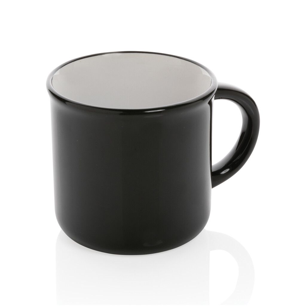 Vintage Keramiktasse, 280ml - schwarz-295