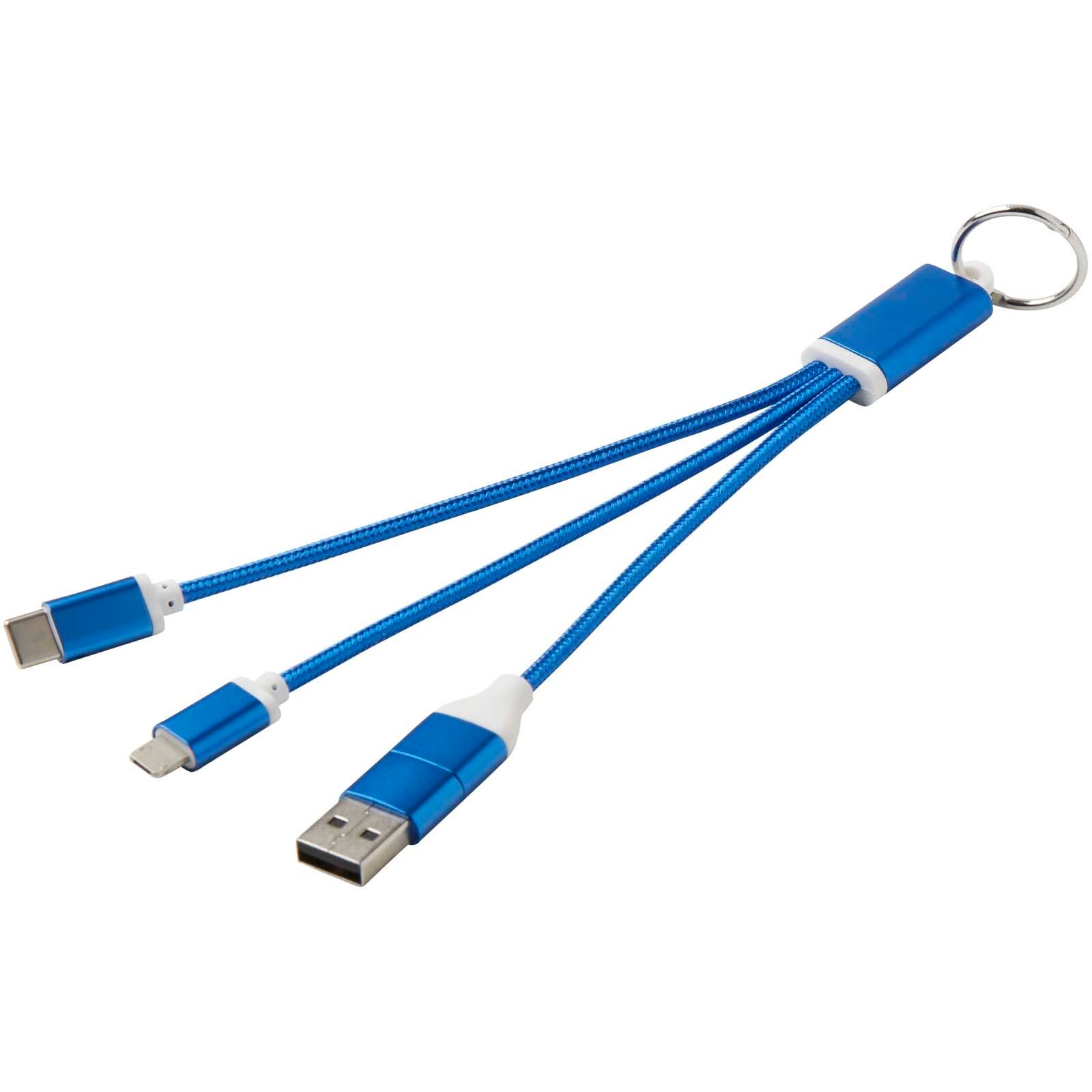 Metal 4-in-1 Ladekabel aus recyceltem Aluminium mit Schlüsselanhänger - royalblau-812
