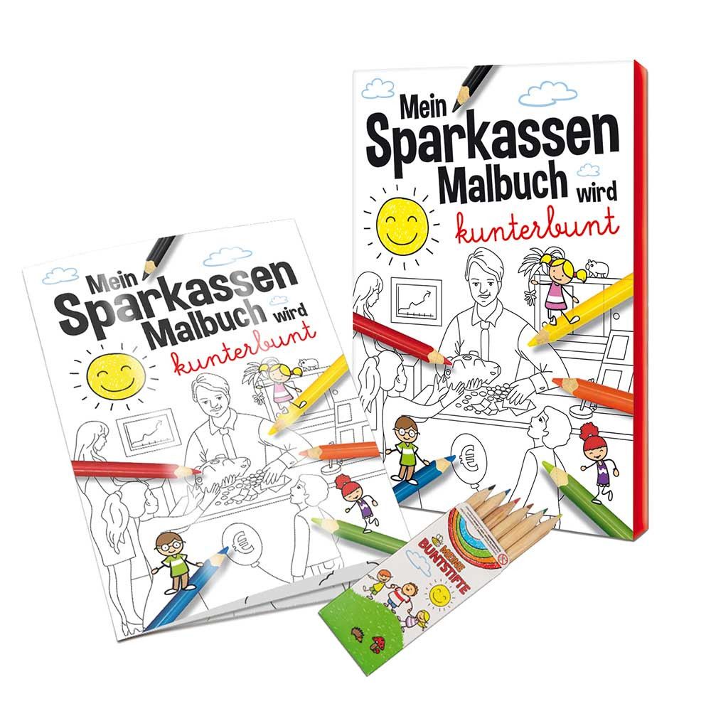 Malbuch / Mal-Set A6 - Sparkassen - Malset mit 2-c Logoeindruck-788