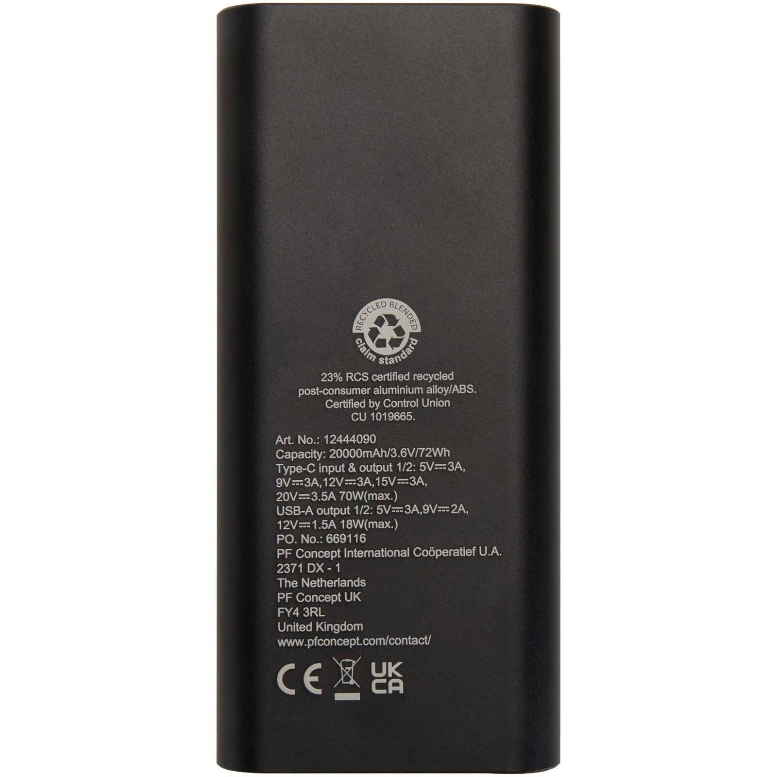 Acamar 70 W 20.000 mAh Laptop Powerbank aus recyceltem Aluminium - schwarz-475