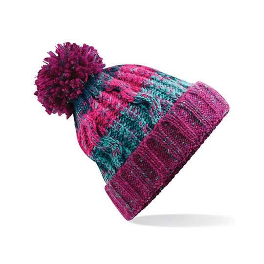 Corkscrew Pom Pom Beanie - winter berries-724
