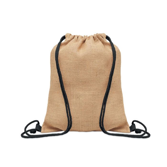 Jute Beutel mit Kordelzug FUKURO - schwarz-599