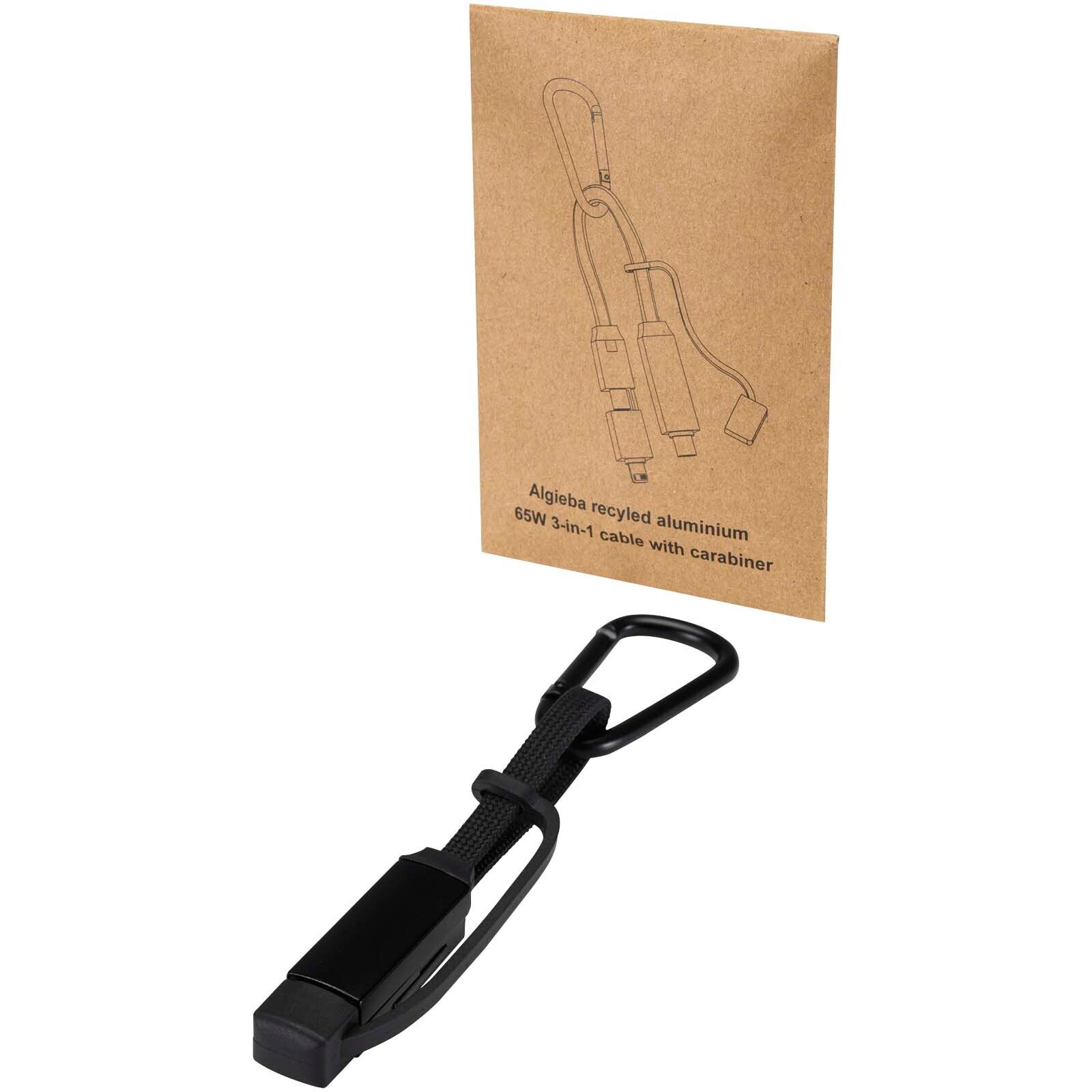 Algieba 65 W 3-in-1-Ladekabel aus recyceltem Aluminium mit Karabiner - schwarz-318