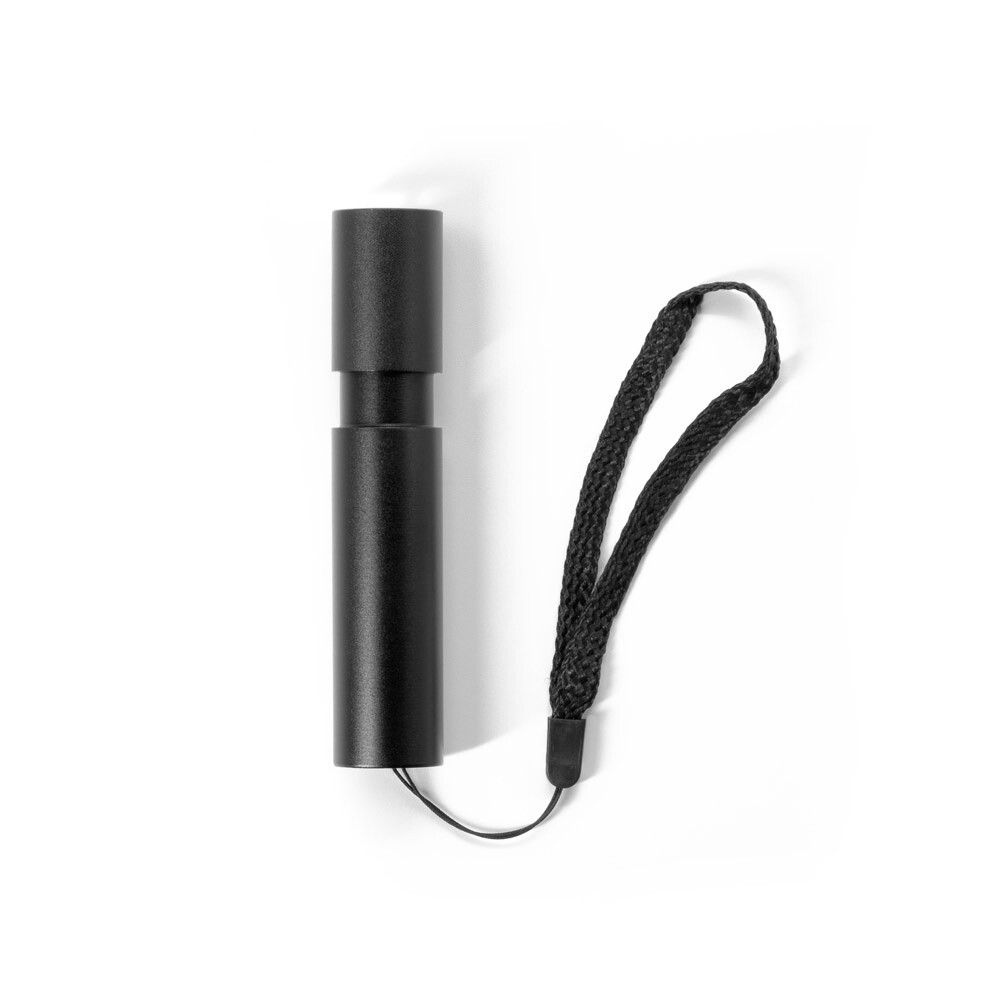 BRUCE Wiederaufladbare Taschenlampe aus recyceltem Aluminium (100 % rAL) mit 30 mm ausziehbarer Spitze - schwarz-456