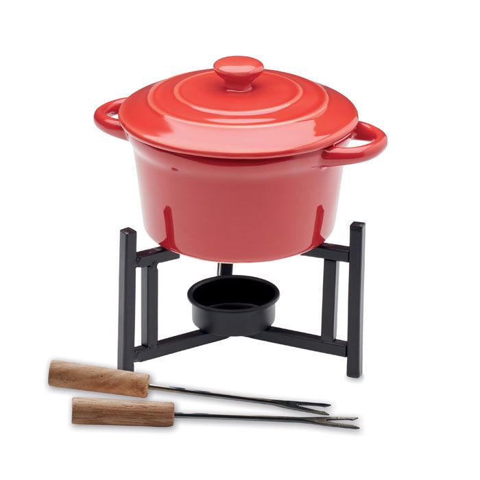 Keramik-Fondue-Set 300 ml BIG KASE - rot-407