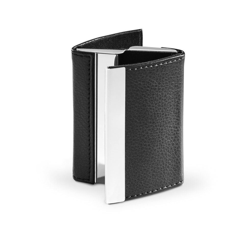 LONE Doppelter Kartenhalter aus Metall und PU - schwarz-877