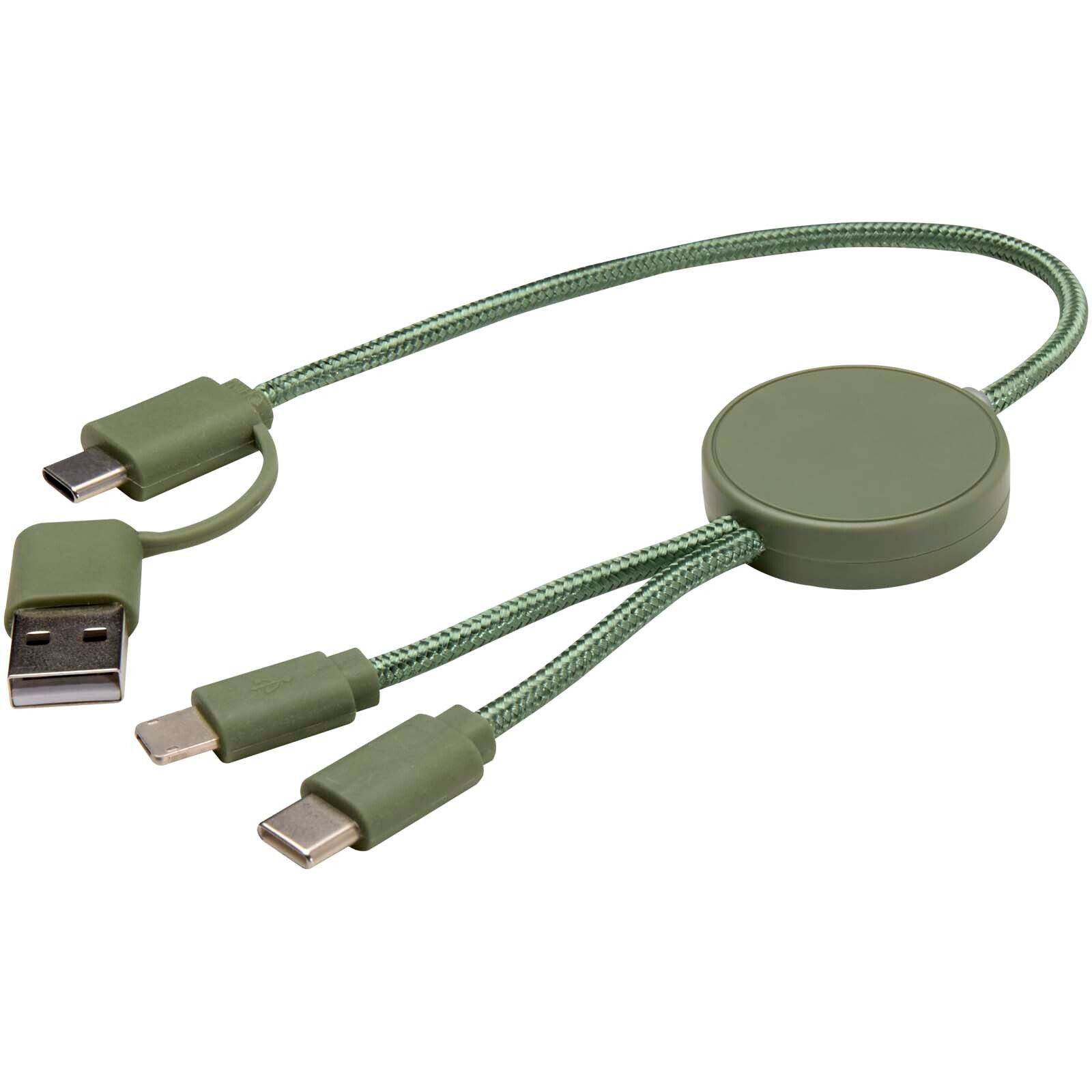 Citala 30 cm 5-in-1 Kabel aus recyceltem Kunststoff für Datenübertragung und 27W Schnellladung - heather grün-474