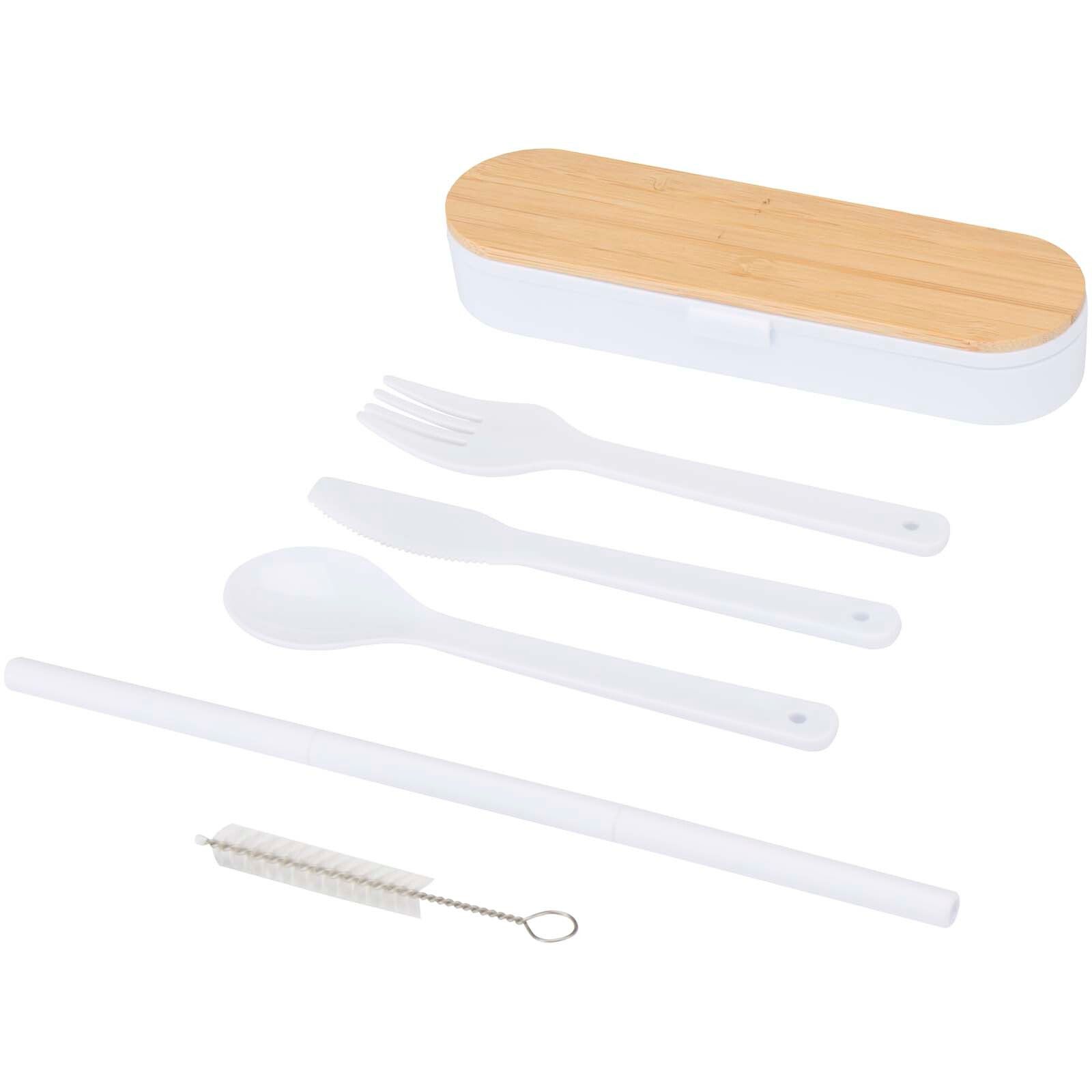 Runa Besteckset mit Bambusdeckel - weiss-411