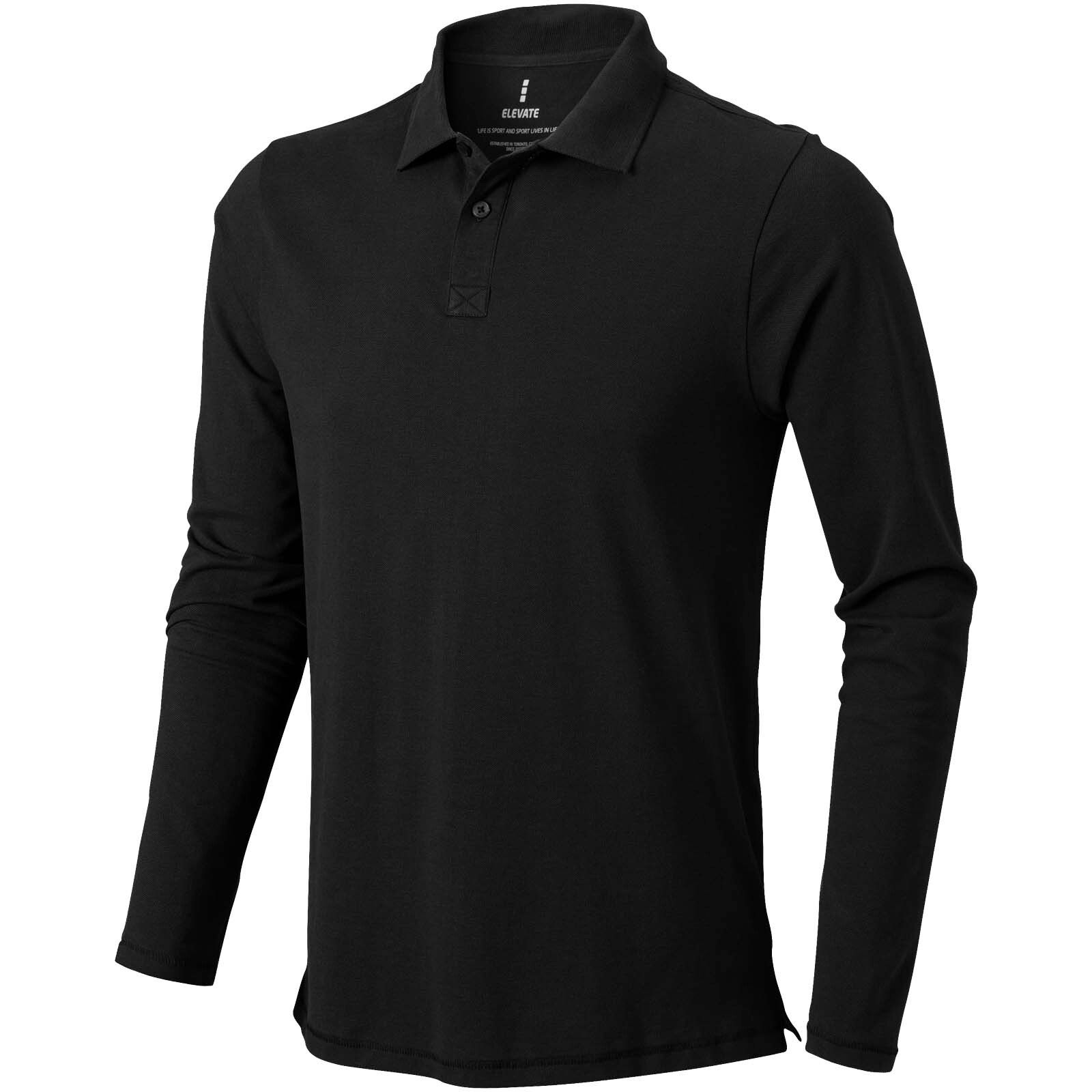 Oakville Langarm Poloshirt für Herren - schwarz - XL-769