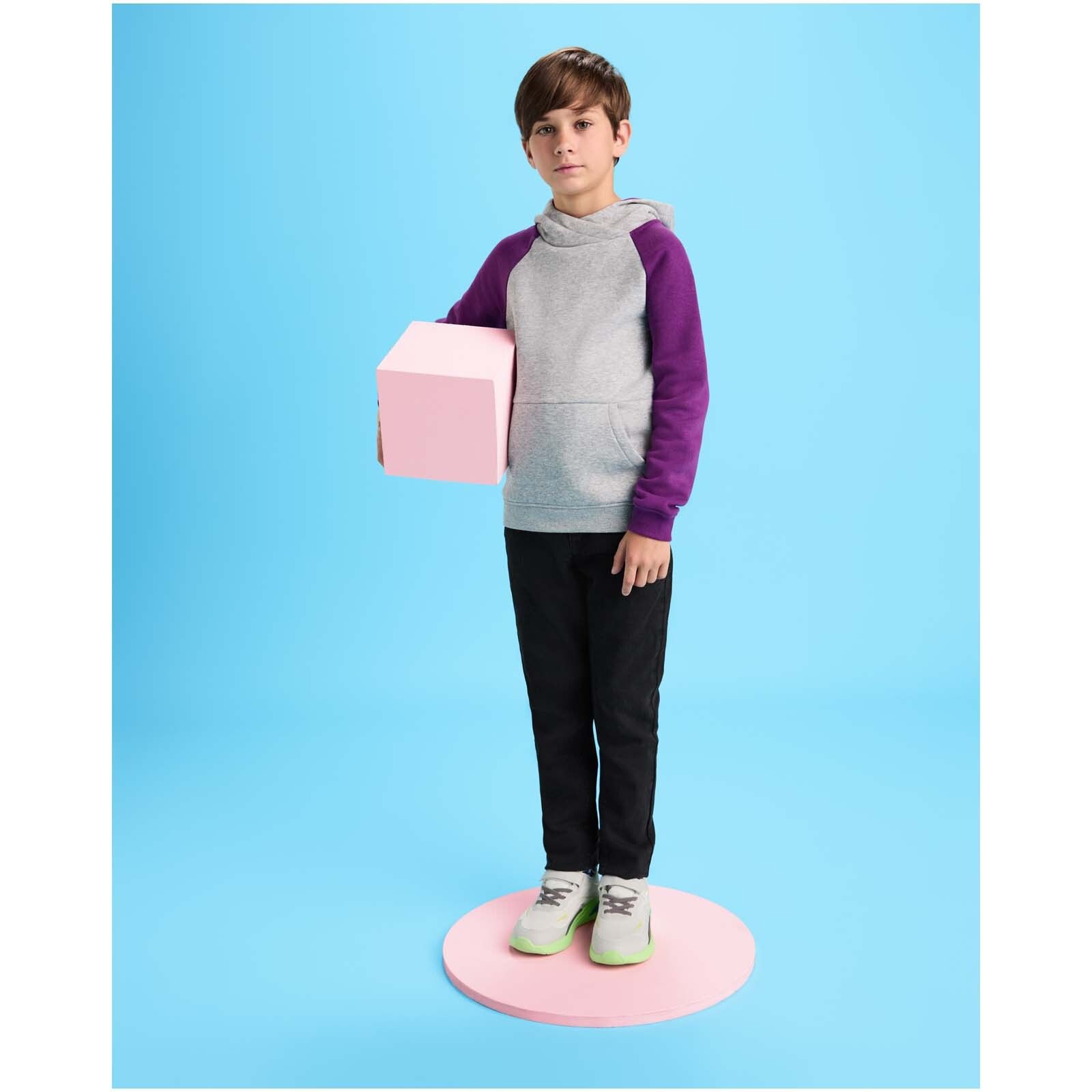 Badet zweifarbiger Kapuzenpullover für Kinder  - heather grau -  granatrot-455