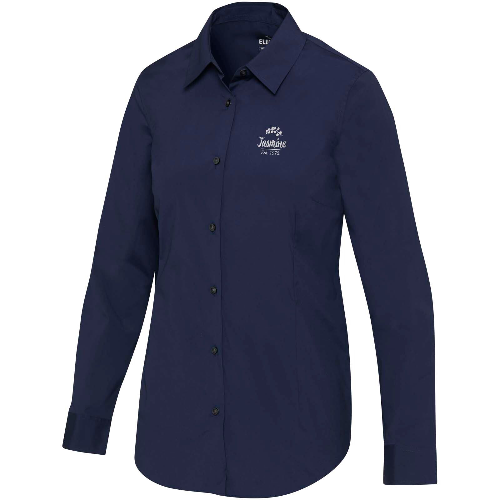 Carnelian Popeline Bluse - marineblau - S-409