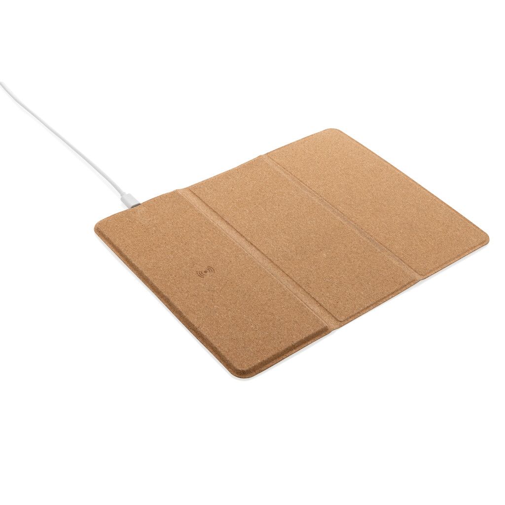 Wireless 10W Kork-Mauspad mit Ladefunktion und Ständer - braun-835