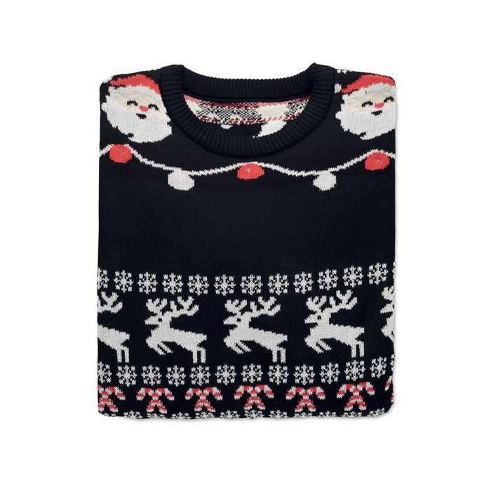 Weihnachts-LED-Pullover S/M SHAMIS - schwarz-403