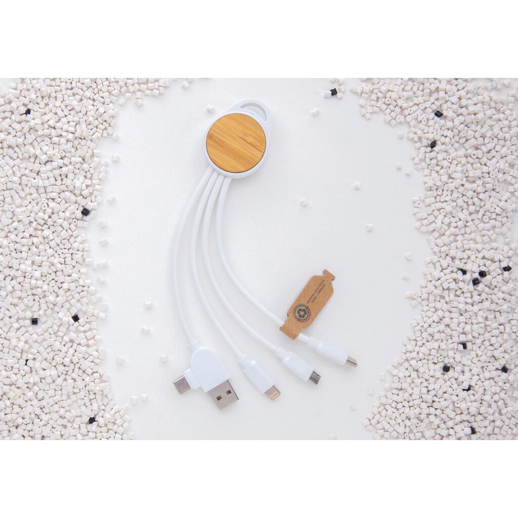 rundes Ontario 6-in-1 Kabel aus RCS recyceltem Kunststoff - weiß-994