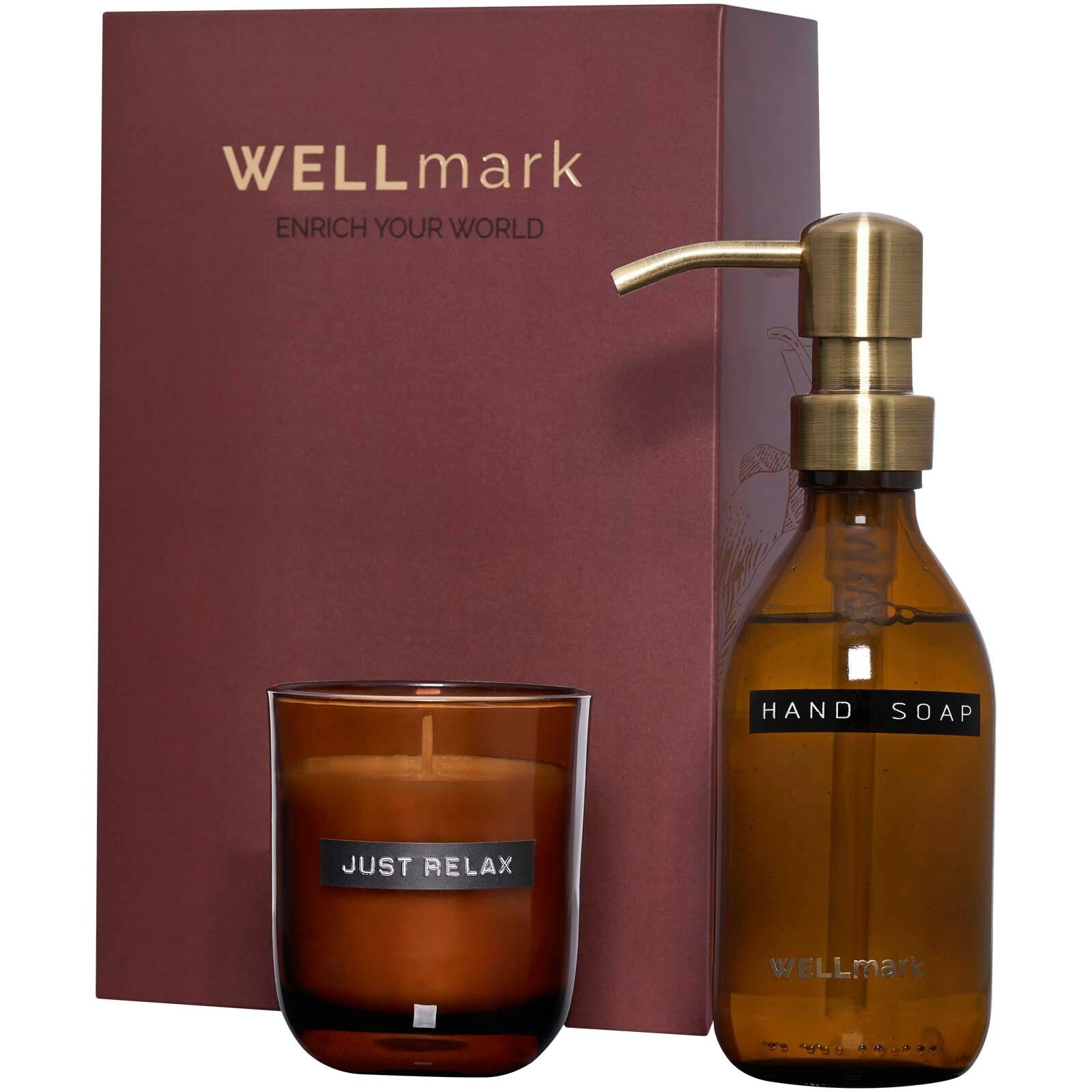Wellmark Discovery 250 ml Handseifenspender und 150 g Duftkerze im Set - maroon rot-669