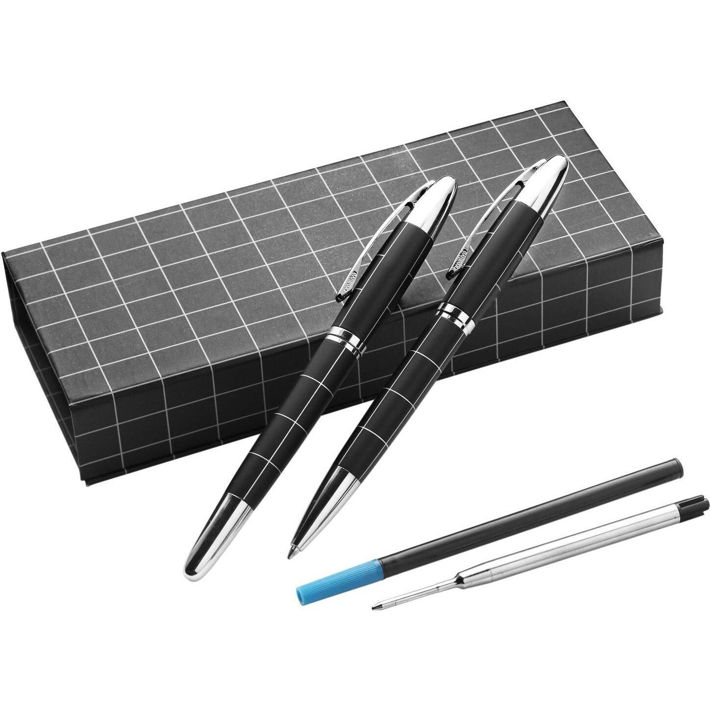 Schreibset aus Metall Daniel - schwarz - silber-800
