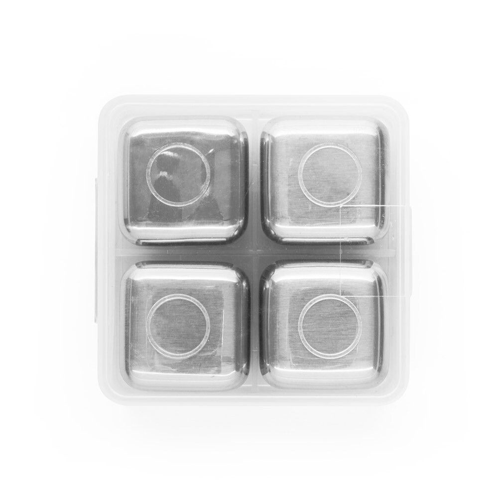 GLACIER Set mit wiederverwendbaren Würfeln aus rostfreiem Stahl - silber-883
