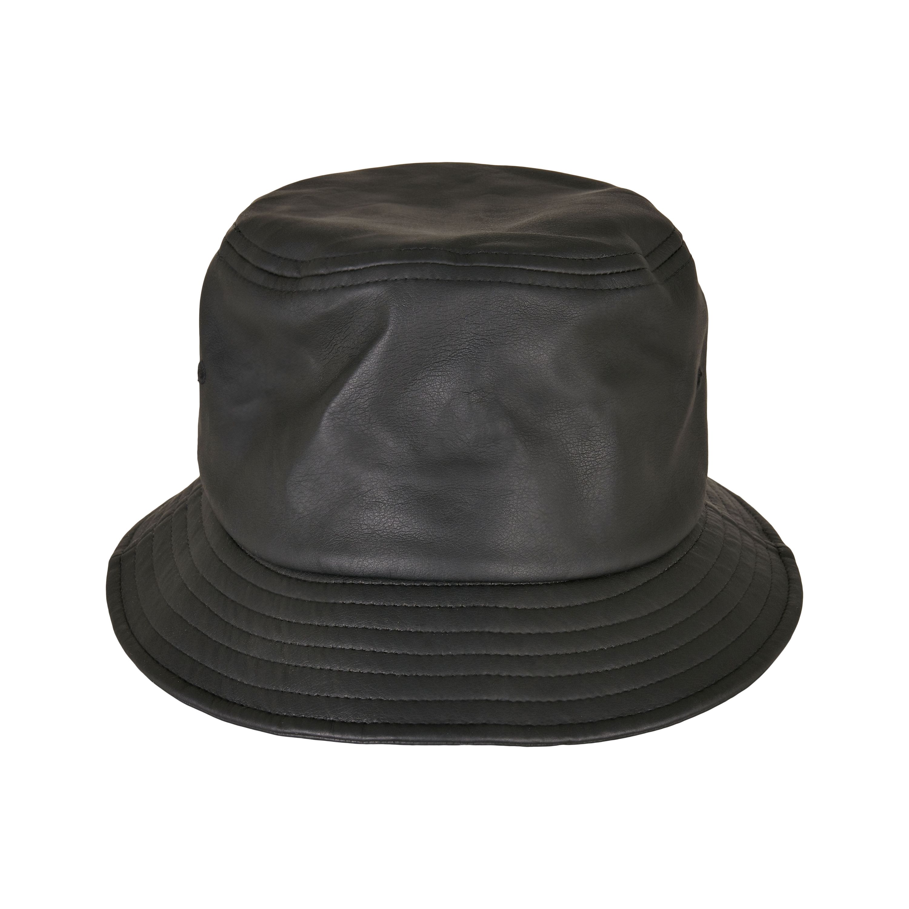 Imitation Leather Bucket Hat - black-399