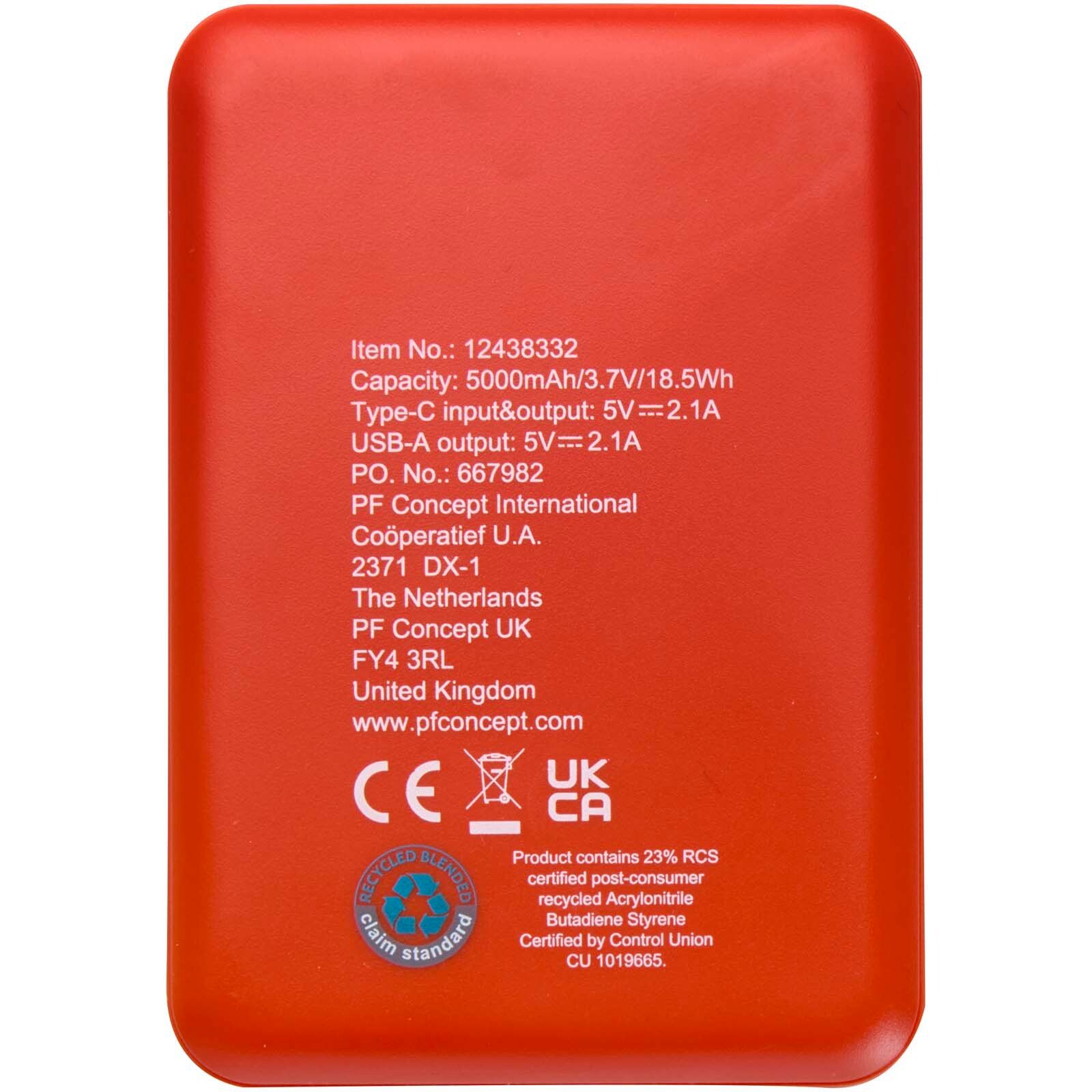 Asama 5000 mAh Typ-C Powerbank aus recyceltem Kunststoff - ziegelstein-268