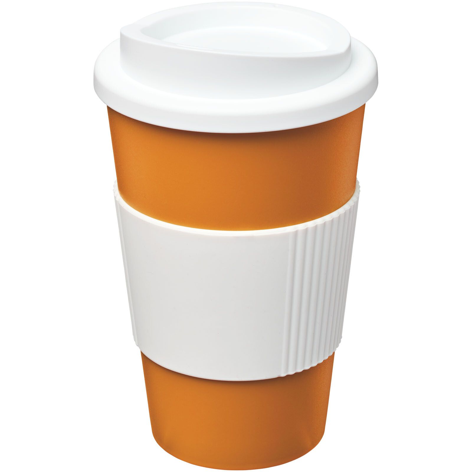 Americano 350 ml Isolierbecher mit Schutzring - orange -  weiss-422