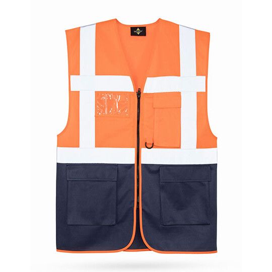 CO² Neutral Multifunctional Executive Safety Vest Hamburg - signal orange - navy-123