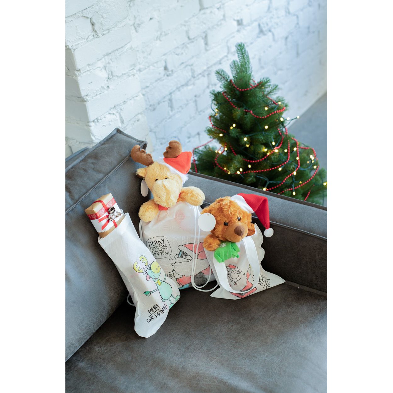 Plicom Weihnachtsstrumpf - weiß - rot-400