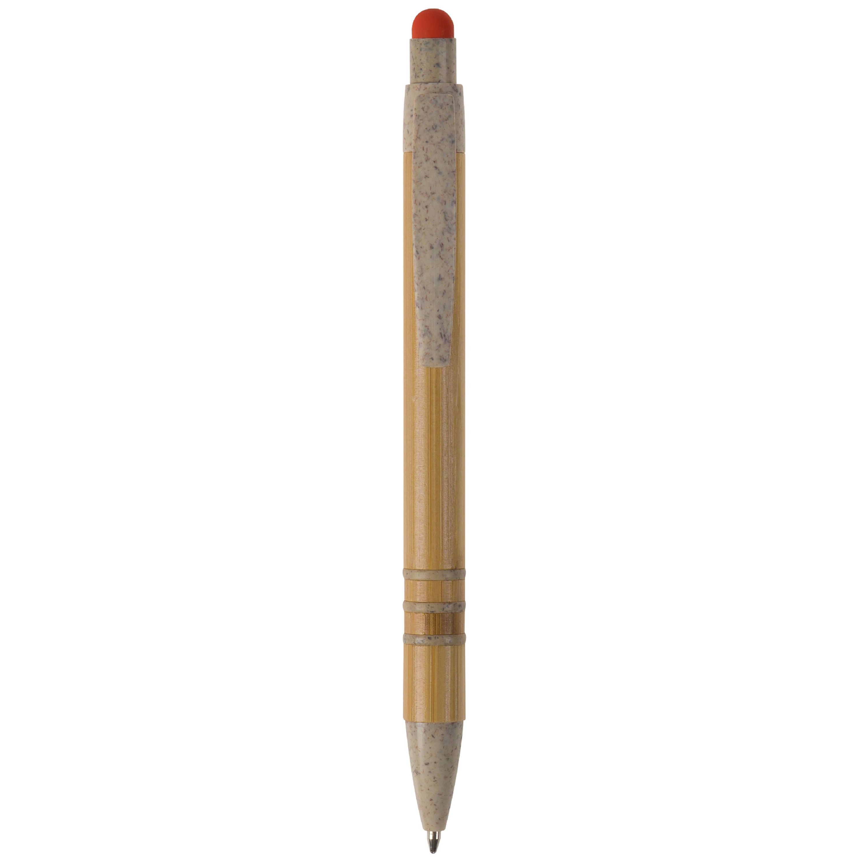 Kugelschreiber Bambus mit Touchpen und Weizenstroh Elementen - beige  -  orange-745